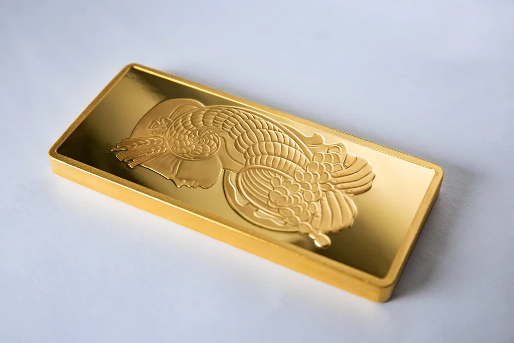 Detailed engraving on a gold bar